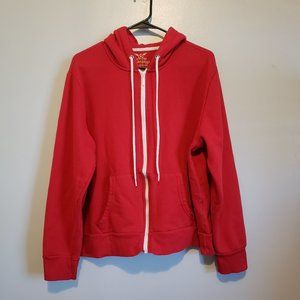 Faded Glory red and white hooded jacket with zipper and drawstring